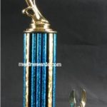 Blue Single Column Chopper Motorcycle With 1 Eagle Trophy 1