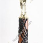 Wood Single Column Male Archer With 2 Eagles Trophy 1