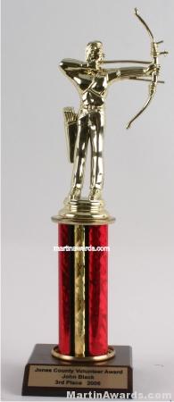 Red Single Column Male Archer Trophy 1