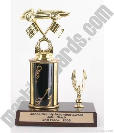 Black Single Column Pinewood Derby Car With 1 Eagle Trophy 1