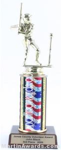 Red/White/Blue Single Column Male T-Ball Trophy 1
