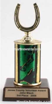 Green Single Column Horseshoe Trophy 1