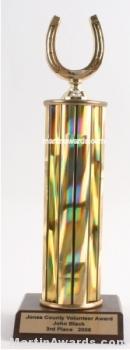 Gold Single Column Horseshoe Trophy 1