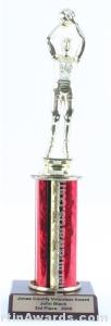 Red Single Column Female Basketball Trophy 1
