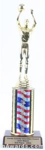 Red/White/Blue Single Column Male Basketball Trophy 1