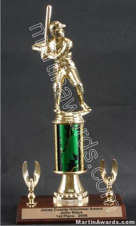 Green Single Column Male Baseball/Softball With 2 Eagles Trophy 1