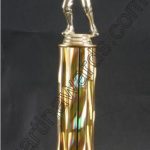 Gold Single Column Male Baseball/Softball With 2 Eagles Trophy 1