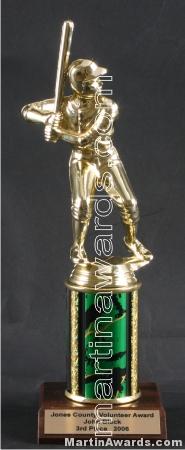 Green Single Column Male Baseball/Softball Trophy 1