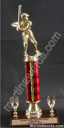 Red Single Column Male Baseball/Softball With 2 Eagles Trophy 1