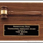 Wood Gavel On Walnut Plaque 1