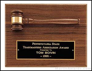 Wood Gavel On Walnut Plaque 1