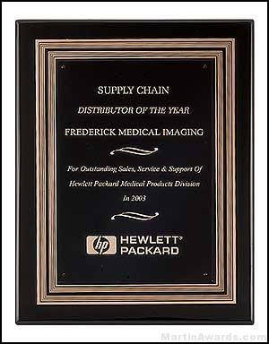Plaque – Black Stained Piano-Finish Plaques with Gold/Black Border Plate 1