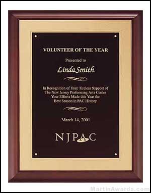 Plaque – Cherry Finish Plaques with Gold Back Plate 1