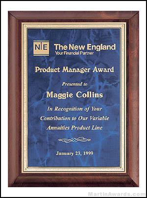 Plaque – Cherry Finish Plaques with Sapphire Blue Marble Design Plate 1