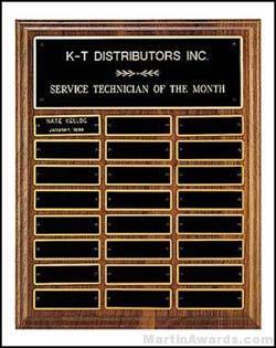 Plaque – American Walnut Perpetual Plaques with Black Brass Plates 1
