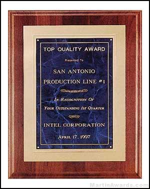 Plaque – Solid American Walnut Plaque w/Marble Design Plate 1