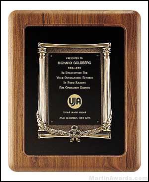 Plaque – Solid American Walnut Plaque w/Cast Columns and Ivy Frame 1