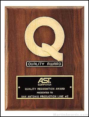 Plaques W/ Quality Award “Q” 1