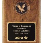 Plaque – Walnut Stained Plaques with Antique Bronze Cast Eagle Medallion 1