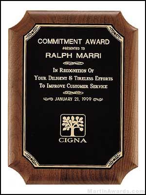 Plaque – Solid American Walnut Plaque w/Original Design Black Brass Plate 1