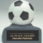 B/W Soccer On Base Gold Resin Trophy 1