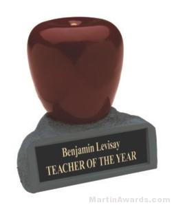 Red Apple On Base Gold Resin Trophies 1