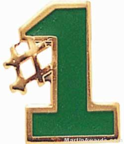 5/8″ Etched Soft Enamel Green #1 Chenille Letter Pin 1