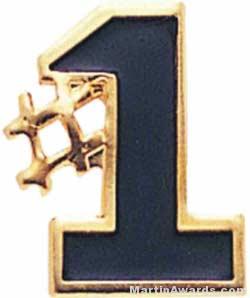 5/8″ Etched Soft Enamel Black #1 Chenille Letter Pin 1