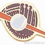 1″ Etched Soft Enamel Glove, Baseball, Bat Chenille Letter Pin 1