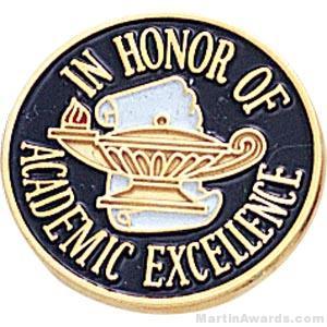 3/4″ In Honor Of Academic Excellence Round Enameled Lapel Pins 1