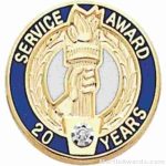 3/4″ Service Recognition Award Pins 20 Years with Diamond 1