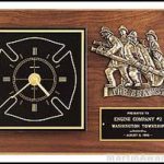 Plaque – Clock with Fireman Castings and Engravable Plate 1