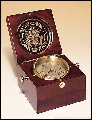 Clock Award – New Table Top Captain’s Clock Mahogany Finish Case 1