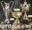 Large Goldtone Trophy Cup On Mahogany Base 1